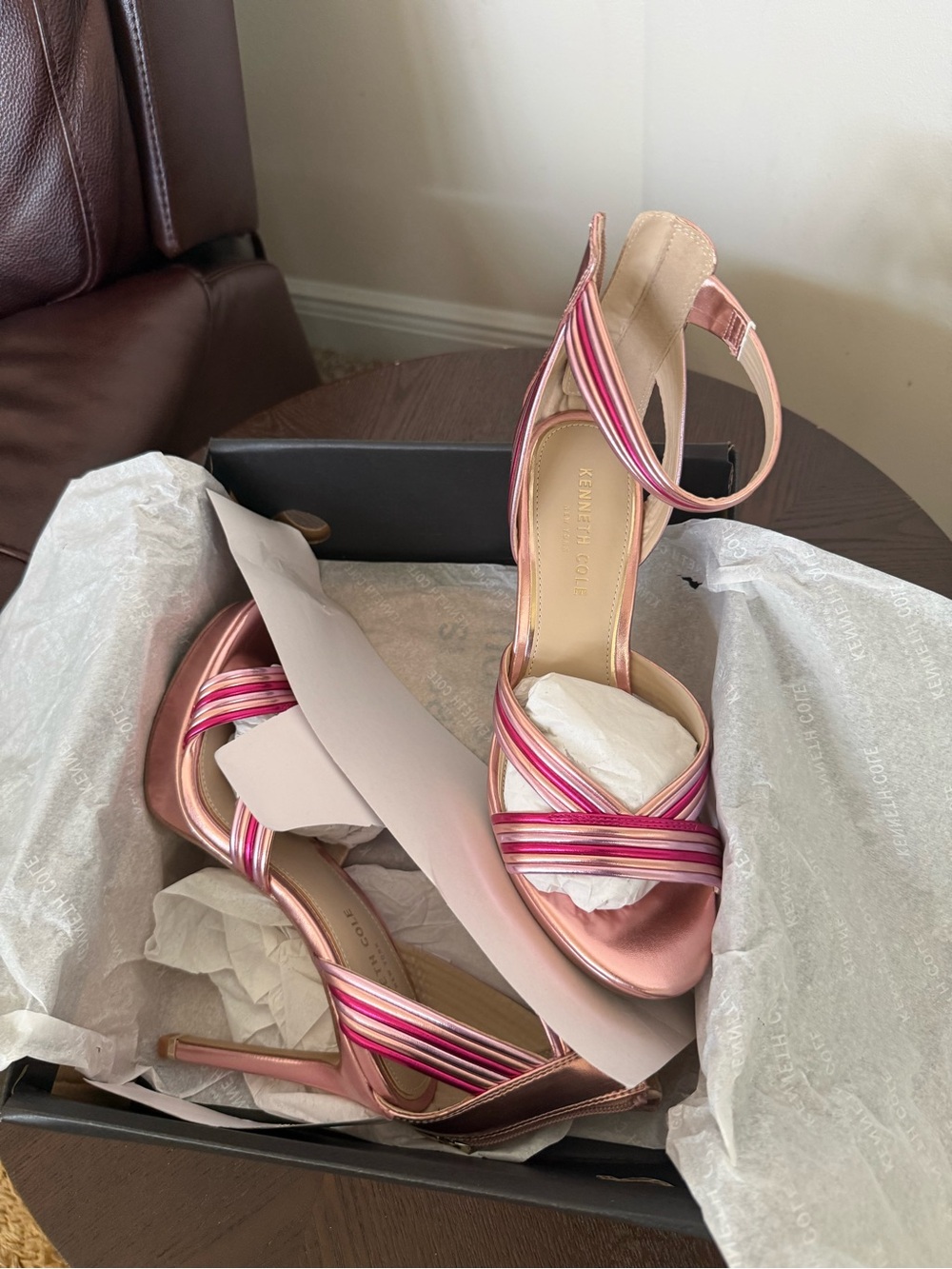 Metallic Pink Strappy High Heel Sandals - Women - Picture 5 of 9